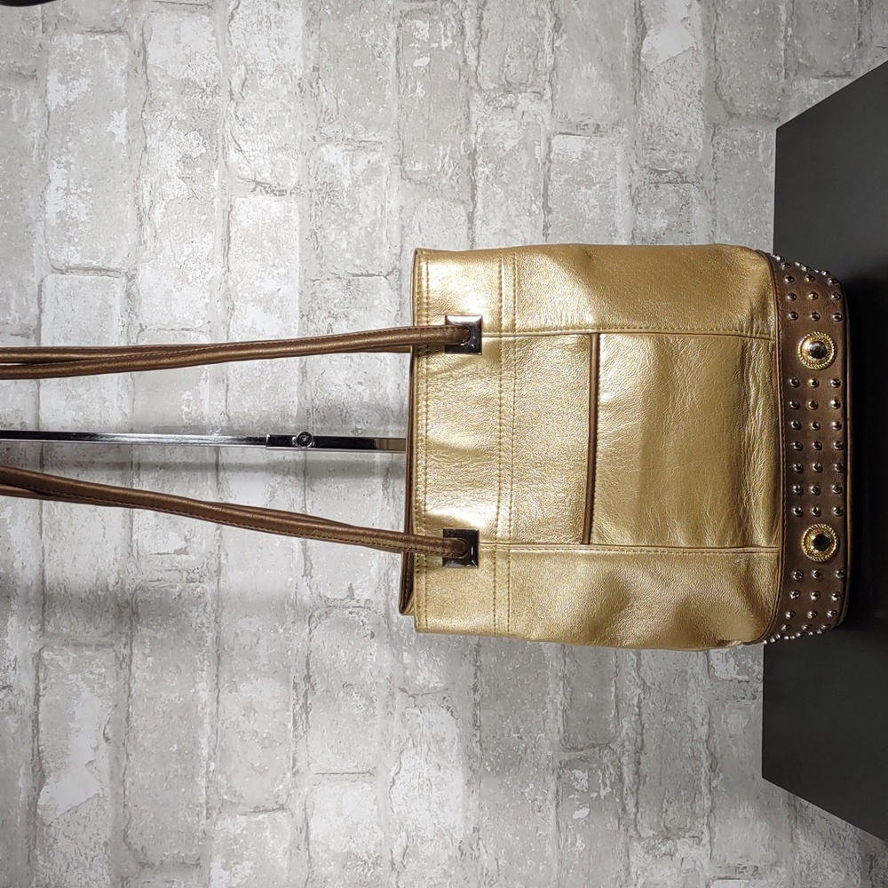 MC Matte Gold/Bronze Leather Bucket Bag